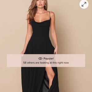 Lulus Romantically Speaking Black Cowl Lace-up Maxi Dress - Size XL